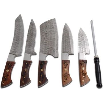 Professional Kitchen Knives Custom Made Damascus Steel 5 Pcs Set